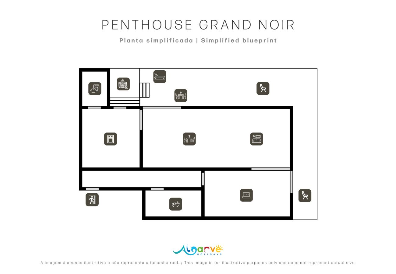 Apartamento em Albufeira - Penthouse Grand Noir | Jacuzzi Exterior | Perto da Oura